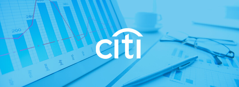 Imagem da logo do Citi sobre tela de computador para ilustrar o relato do trabalho que a Conteúdo Online realizou para o banco e os resultados alcançados com soluções de marketing de conteúdo e UX.